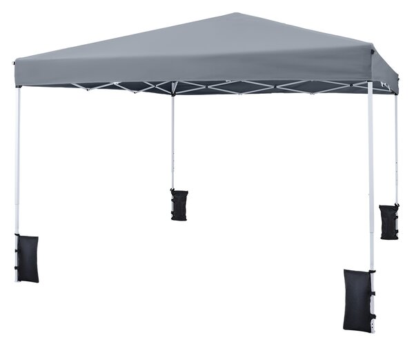 Costway Gazebo da esterno pieghevole regolabile in altezza, Gazebo pop up con 4 sacchi di sabbia e borsa da trasporto Grigio