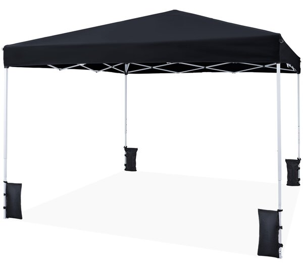 Costway Gazebo da esterno pieghevole regolabile in altezza, Gazebo pop up con 4 sacchi di sabbia e borsa da trasporto Nero