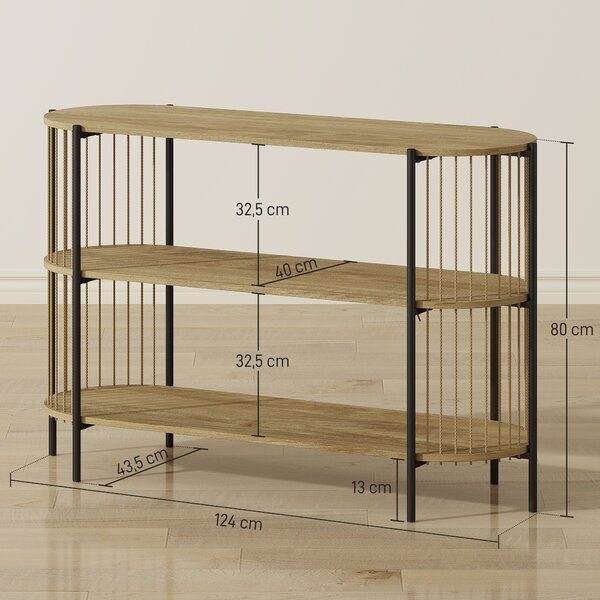 HOMCOM Tavolo Consolle con Corda di Carta Intrecciata a Mano Struttura in Acciaio Stile Bohemio 124x43,5x80 cm Naturale | Aosom Italy