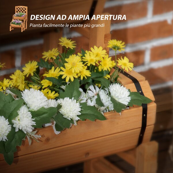 Outsunny Fioriera da Esterno a Mezza Botte in Legno d'Abete con Design Verticale Rialzato, 45x45x80 cm|Aosom