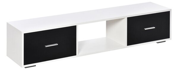 HOMCOM Mobile TV Moderno per Televisori fino a 60" con 2 Cassetti, 140x30x32cm, Bianco e Nero