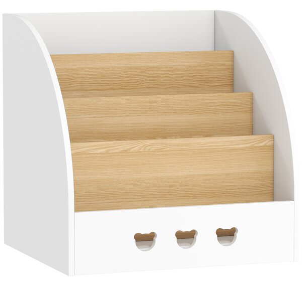 AIYAPLAY Scaffale per Bambini a 4 Livelli per la Camera per Bambini Sala Giochi 60x53x60 cm Bianco e Naturale | Aosom Italy