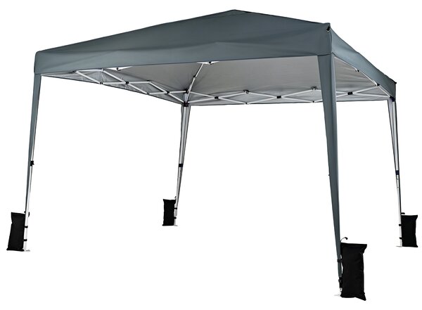 Costway Gazebo da giardino 3 x 3 m pieghevole portatile e altezza regolabile, Tendone parasole con telo impermeabile e resistente Grigio