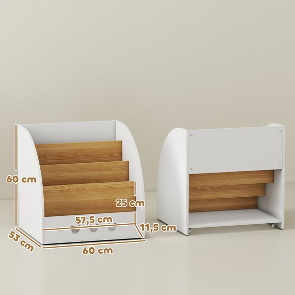 AIYAPLAY Scaffale per Bambini a 4 Livelli per la Camera per Bambini Sala Giochi 60x53x60 cm Bianco e Naturale | Aosom Italy