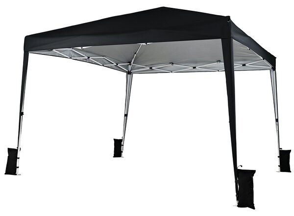 Costway Gazebo da giardino 3 x 3 m pieghevole portatile e altezza regolabile, Tendone parasole con telo impermeabile e resistente Nero