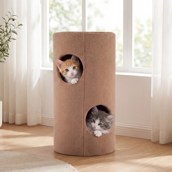Costway Casa per gatti a 2 piani per gatti da interno, Condominio per gattini a 2 livelli con tappetino in sisal per graffiare