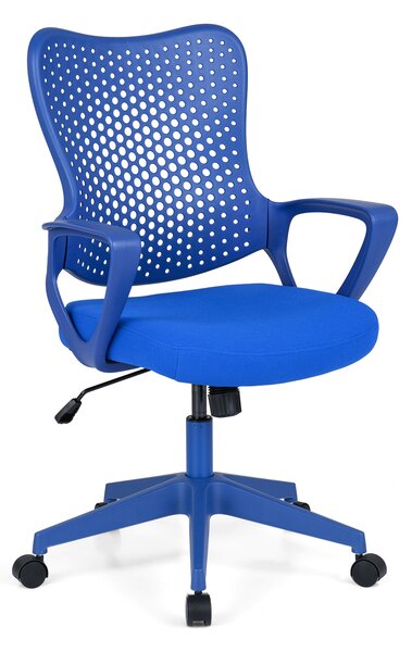 Costway Sedia da ufficio ergonomica con schienale reclinabile a forma di farfalla, Sedia comoda con seduta regolabile in altezza girevole 360° Blu