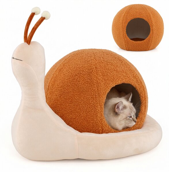 Costway Letti per gatti da interno, Cuccia 2 in 1 a forma di chiocciola per gattini con cuscino rimovibile e lavabile