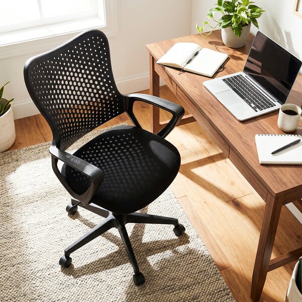 Costway Sedia da ufficio ergonomica con schienale reclinabile a forma di farfalla, Sedia comoda con seduta regolabile in altezza girevole 360° Nero