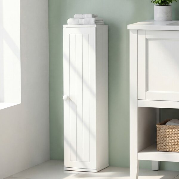 Costway Set di 2 armadietti porta carta igienica e fazzoletti con mensole smontabili, Armadietto verticale fessura in alto Bianco