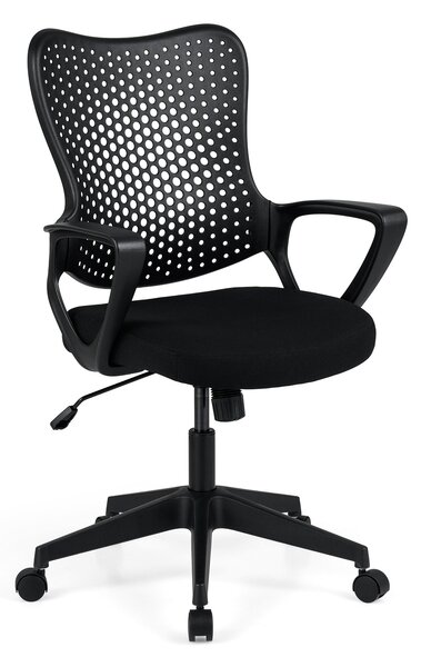 Costway Sedia da ufficio ergonomica con schienale reclinabile a forma di farfalla, Sedia comoda con seduta regolabile in altezza girevole 360° Nero