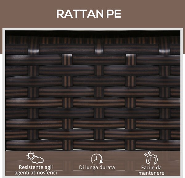 Outsunny Set Relax Sedie Tavolino in Rattan 3pz 2 Lettini a Sdraio Reclinabili Imbottiti con Rotelle e Tavolino, Marrone|Aosom