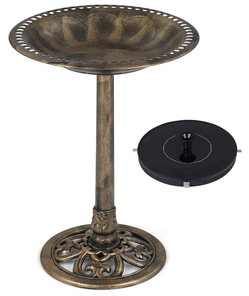Costway Vasca per uccelli da esterno 2 in 1, Fontana solare per bagno per uccelli con 6 tipi di ugelli Bronzo