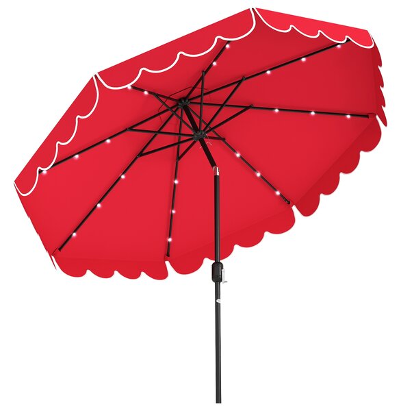 Costway Ombrellone da mercato pesante per giardino piscina terrazza spiaggia prato, Ombrellone da patio solare rosso bordeaux