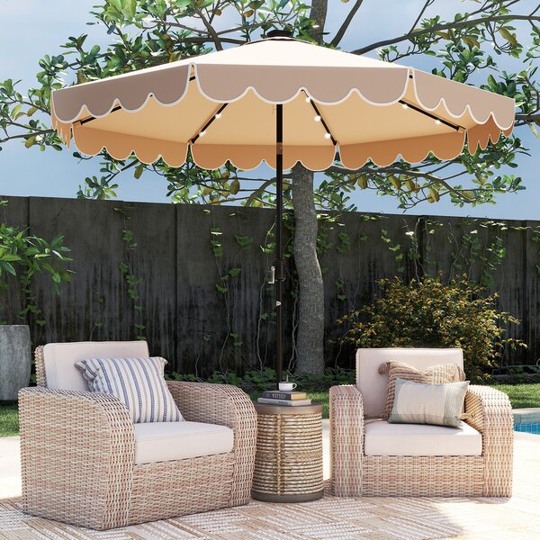 Costway Ombrellone da mercato pesante per giardino piscina terrazza spiaggia prato, Ombrellone da patio solare marrone