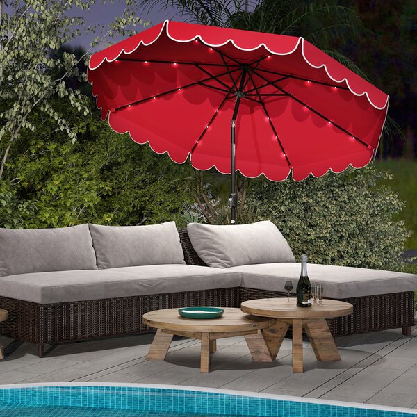 Costway Ombrellone da mercato pesante per giardino piscina terrazza spiaggia prato, Ombrellone da patio solare rosso bordeaux