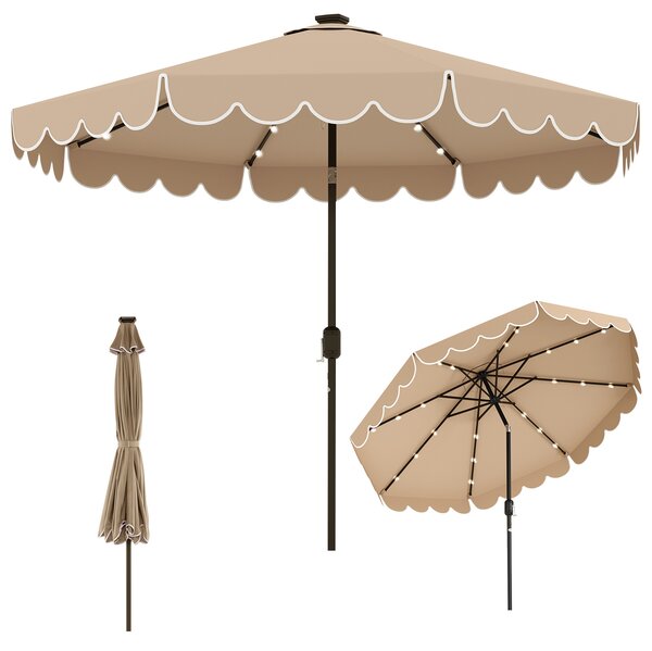 Costway Ombrellone da mercato pesante per giardino piscina terrazza spiaggia prato, Ombrellone da patio solare marrone