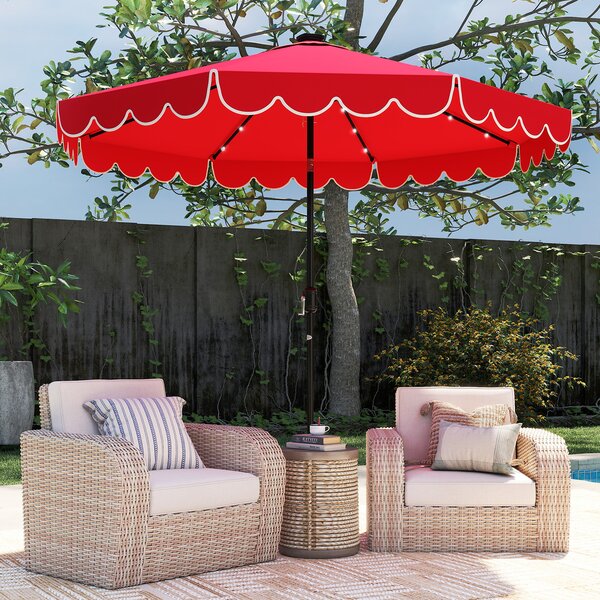 Costway Ombrellone da mercato pesante per giardino piscina terrazza spiaggia prato, Ombrellone da patio solare rosso bordeaux