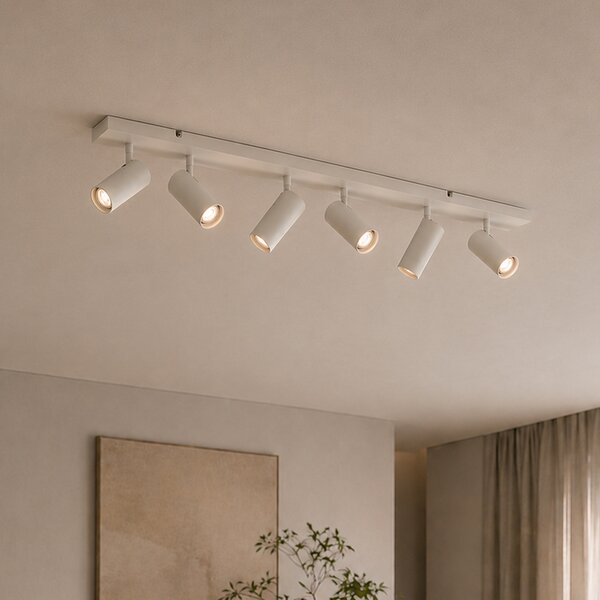 Plafoniera moderna beige 100 cm 6 luci regolabile - Renna
