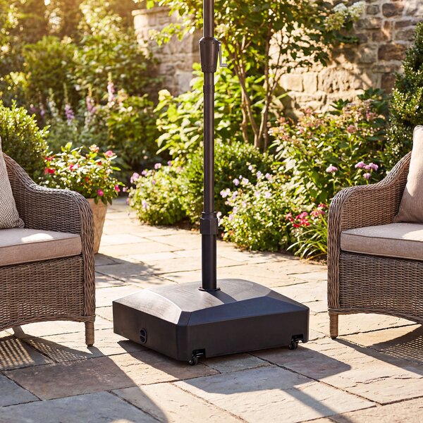 Costway Base ombrellone da giardino supporto pesante con rotelle per palo ombrelloni, Base riempibile con 45 kg di acqua o 60 kg di sabbia
