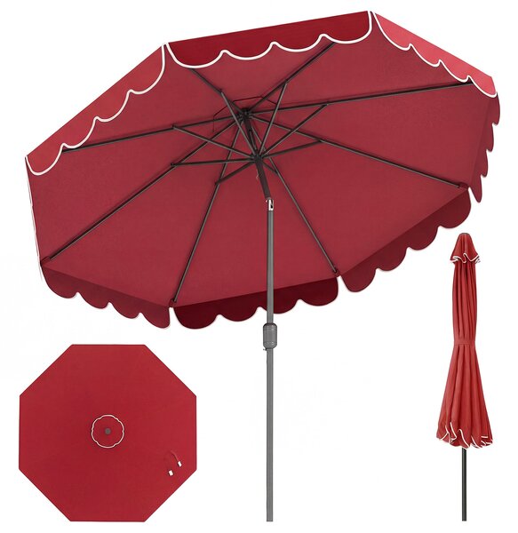 Costway Ombrellone da mercato esterno con manovella regolazione inclinazione, Ombrellone da patio 3 M per giardino piscina prato Rosso Bordeaux