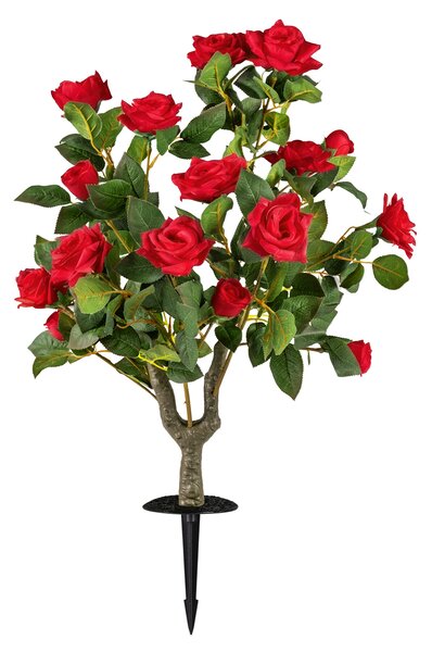 Costway Rose rosse finte per decorazioni con 18 rose 186 foglie, Robusta punta in lega di alluminio 2 mazzi fiori artificiali realistici
