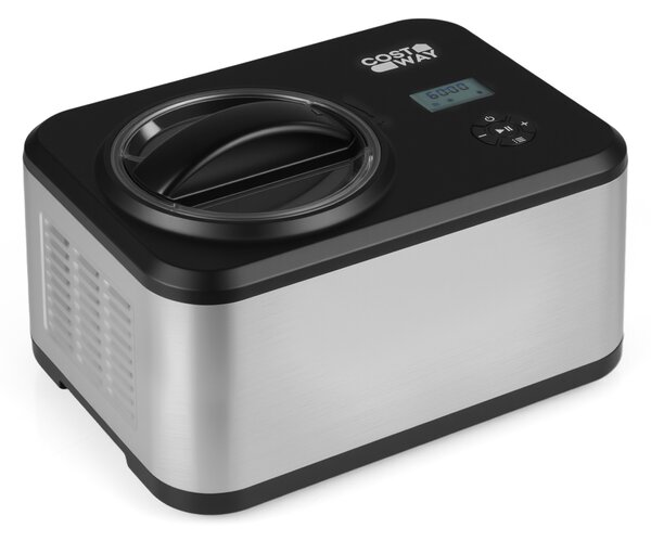 Costway Gelatiera con compressore con 4 modalità display led timer 24 ore e ciotola rimovibile, Gelatiera autorefrigerante in acciaio inox 1,5 L