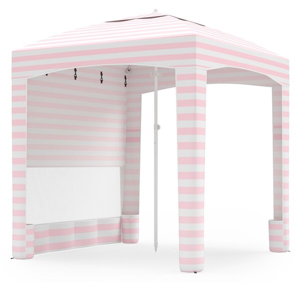 Costway Tenda da spiaggia con parete laterale rimovibile borsa portatile 4 sacchi e 4 ganci per appendere, Gazebo da esterno regolabile in altezza Rosa