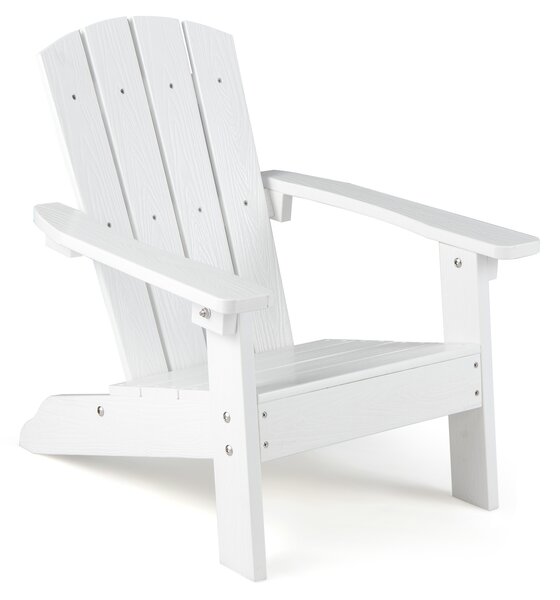 Costway Sedia adirondack per bambini in plastica resistente alle intemperie, Poltrona da giardino con schienale a doghe inclinato Bianco
