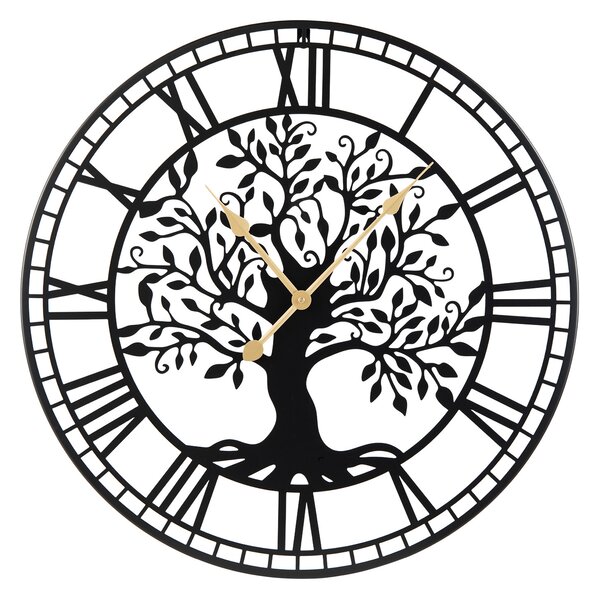 Costway Orologio da parete grande silenzioso da 68 cm con albero della vita in metallo, Orologio decorativo per soggiorno camera da letto cucina