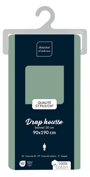 Lenzuolo con angoli verde in cotone 90x190 cm Lina – douceur d'intérieur
