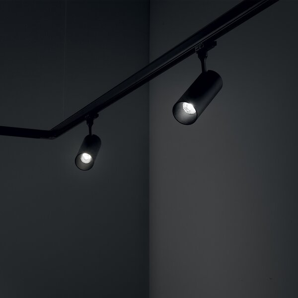 Proiettore Cilindrico Smile Alluminio Nero Led 20W 3000K Luce Calda Cri80 24°
