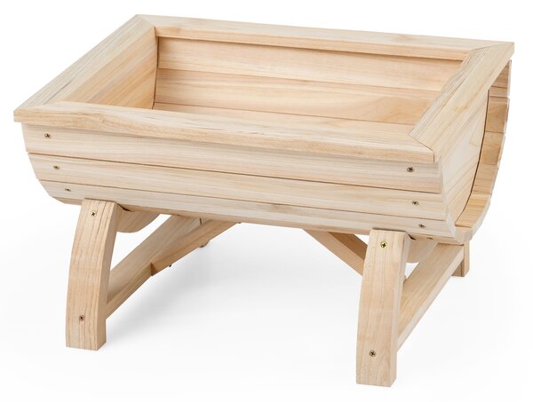 Costway Set di 2 portavasi in legno massello con robuste gambe di sostegno e foro di drenaggio integrato, Fioriera da esterno ed interno