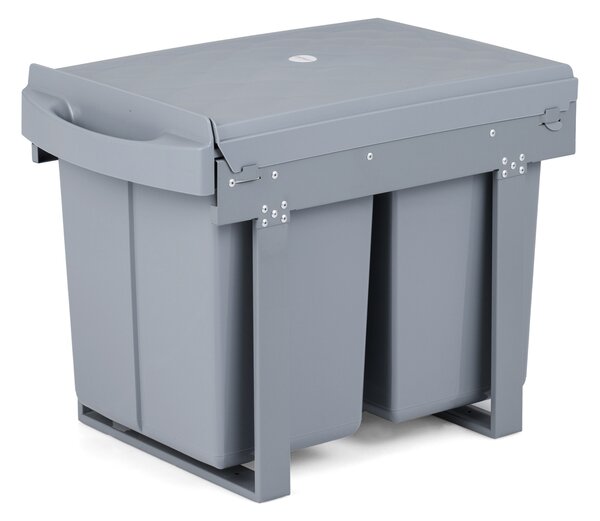 Costway Pattumiera estraibile sottolavello con 2 contenitori rimovibili 20 l + 20 l, Bidone della spazzatura facile da installare per cucina
