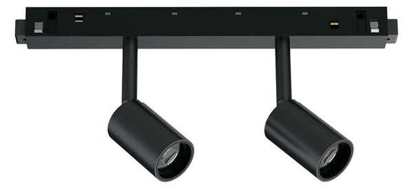 Proiettore Regolabile On-Off Ego Alluminio Nero 2 Luci Led 5W 3000K Luce Calda