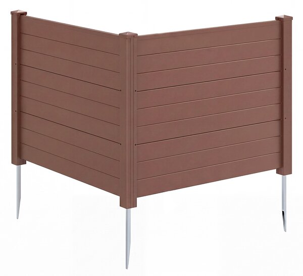 Costway Recinzione decorativa in plastica per giardino a forma di l, Recinzione esterna privacy con pali zincati senza scavo Marrone
