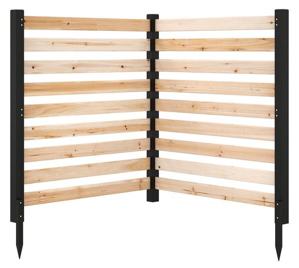 Costway 2*Recinzione da giardino in legno massello montaggio flessibile e modulare, Recinto esterno a 2 pezzi divisorio di spazio Naturale