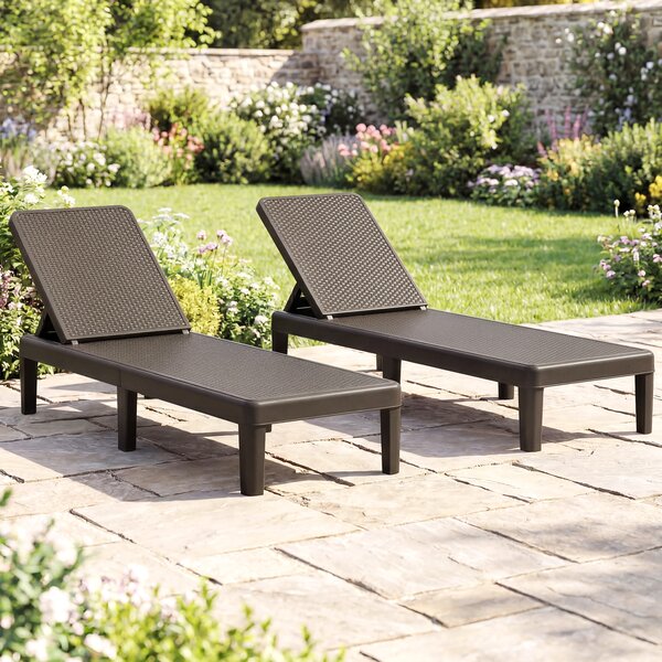 Costway 2*Lettino prendisole da giardino con schienale inclinabile a 4 livelli in pp rattan, Sdraio resistente alle intemperie portata 150 kg Marrone