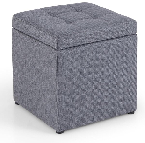 Costway Ottomana con coperchio ermetico, Organizer a forma di cubo con cerniere di sicurezza Grigio