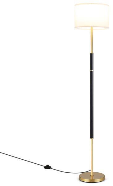 Costway Lampada da terra interruttore a pedale base zavorrata e piedini antiscivolo, Lampada da lettura con paralume in tessuto di lino