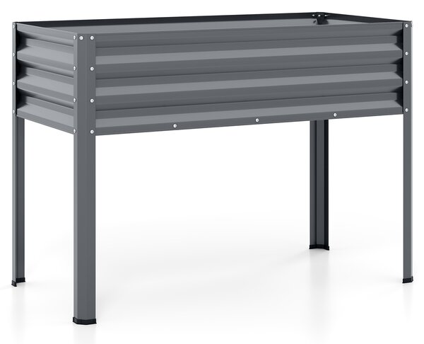 Costway Fioriera rialzata da esterno con fori di drenaggio, Letto da giardino in metallo resistente alle intemperie Grigio