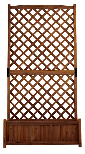 Costway Orto rialzato da giardino 180 cm ottimo drenaggio e ventilazione, Fioriera con spalliera in legno massello Marrone
