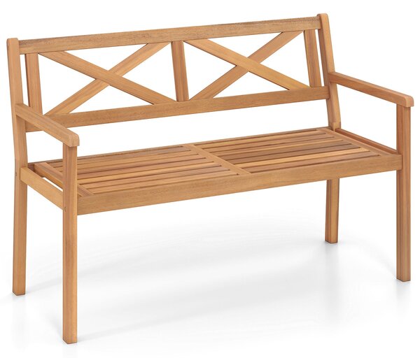 Costway Sedia da giardino singola con schienale alto e seduta a doghe, Poltrona da esterno in legno portata 150 kg