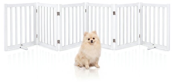 Costway Cancelletto per cani a 6 pannelli 6 forme in legno massello, Cancello pieghevole da interno barriera di sicurezza autoportante