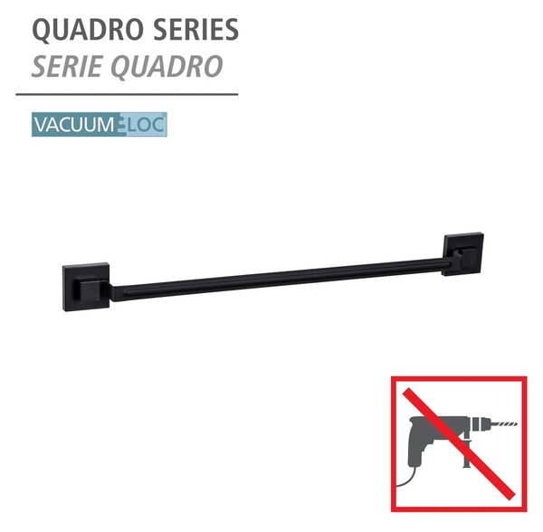 Porta asciugamani autoportante in acciaio inox nero Quadro - Wenko