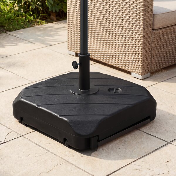 Costway Base ombrellone da giardino con 4 ruote e asta telescopica, Supporto pesante per pali ombrelloni 38-48 mm portata 90 kg