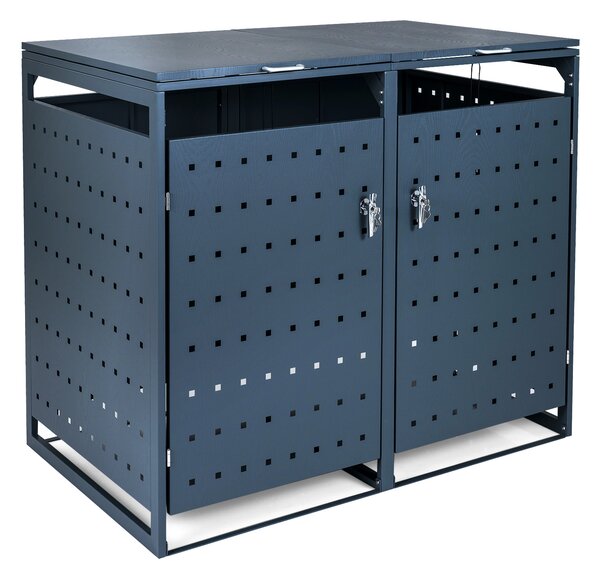 Costway Casetta da giardino 1,24 m³ tetto apribile e porta bloccabile con 4 chiavi, Capanno attrezzi in lamiera zincata