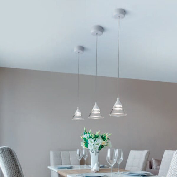 Sospensione Contemporanea Cony Metallo Bianco Led 7W