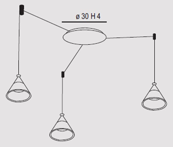 Sospensione Contemporanea Cony Metallo Nero Led 21W