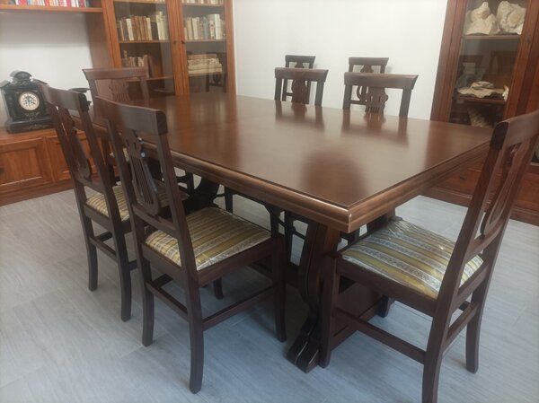 Tavolo Fratino Allungabile Legno Noce - 180x100 Cm Fino A 360 Cm | Stile Arte Povera Made In Italy - Foto 9